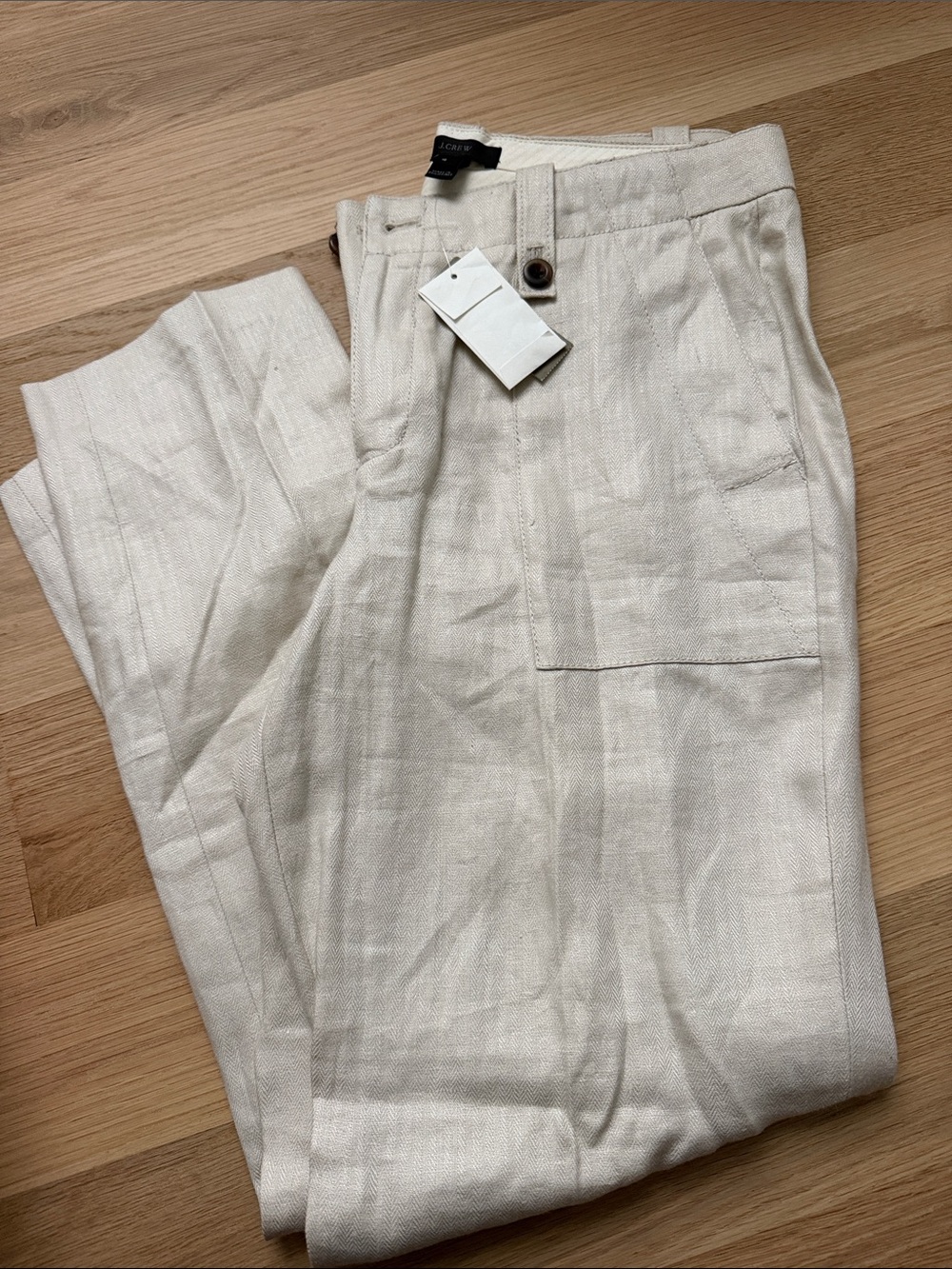 J. Crew Cream Linen-Blend Chinos